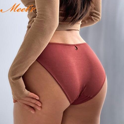 Meet'r Women Cotton Panties Sexy Low-Rise Briefs Underwear Soft Solid 5 Colors Underpants Female Breathable Girls Lingerie