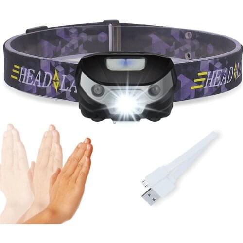 VBS XPE 5W USB Rechargeable Headlamp Flashlight Front Led Head Light Super Bright White Led+Red Light for Running/Camping/ Bike