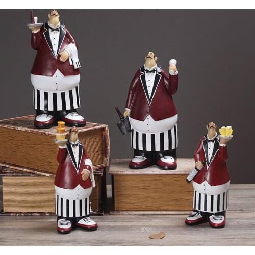 Bakery Home Decor Resin Chef Ornament Collection Crafts Figurine Miniature Waiter Artesanato