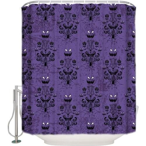 Halloween Shower Curtain Haunted Mansion Bath Curtain Waterproof Fabric Bathroom Decor with Hooks