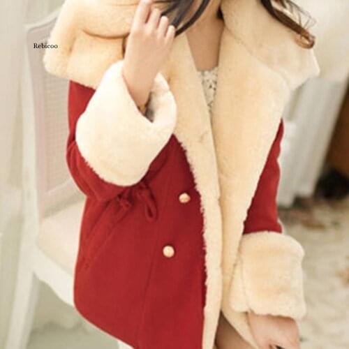 Winter Women Long Cotton Coat Faux Fur Jacket Thick Plush Wool Coat Female Hairy Overcoat Fluffy Warm Outerwear Plus Size