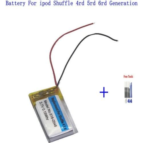 1 x New 616-0548 0.19Whr 3.7V Replacement Battery For iPod For Shuffle 4rd 5rd 6rd Generation 4 5 6 Batteries + Repair Tools kit