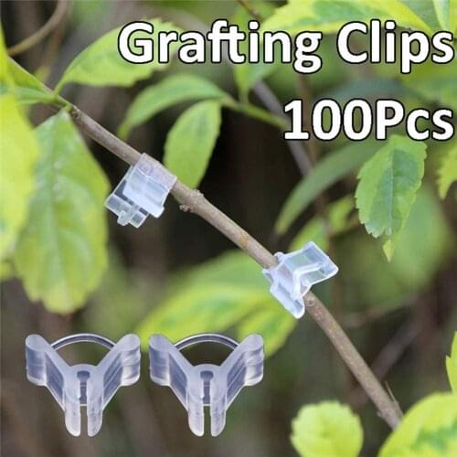 100PCS Reusable Plant Clips Mini Transparent Plastic Grafting Clips Clamps Seeding Supports Connector Plant Support Clips