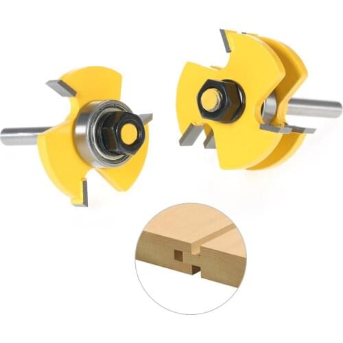 2PCS 1/4" Shank Router Bit set Wood Milling Cutter tools Tongue Router Bit + Groove Router Bit + Storage Box for Woodworking