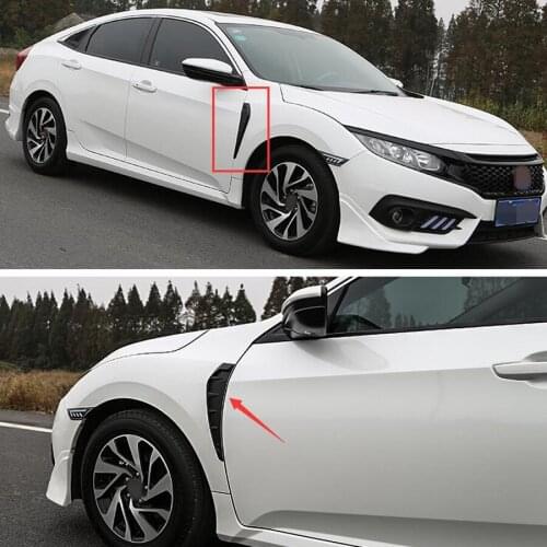 2Pcs/set Car Exterior Front Fender Vent Cover Trim Sticker For Honda Civic 10th 2016 2017 ABS Styling Accessories