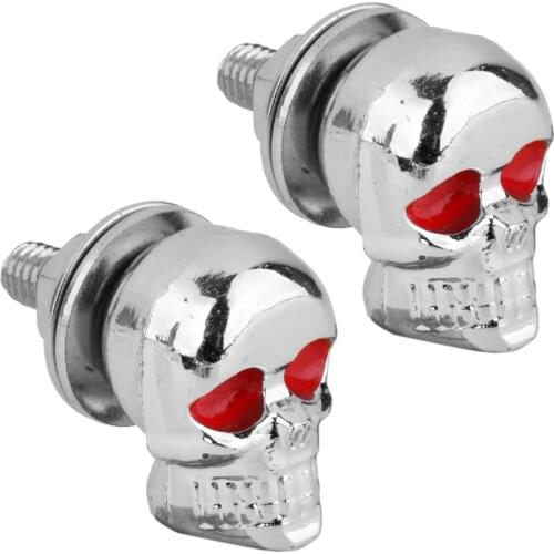 2 Pcs Universal Motorcycle Plastic & Steel Skull License Plate Frame Bolts Screws Caps Fastener Fit Any 6mm Bolts Motorcycle Nut