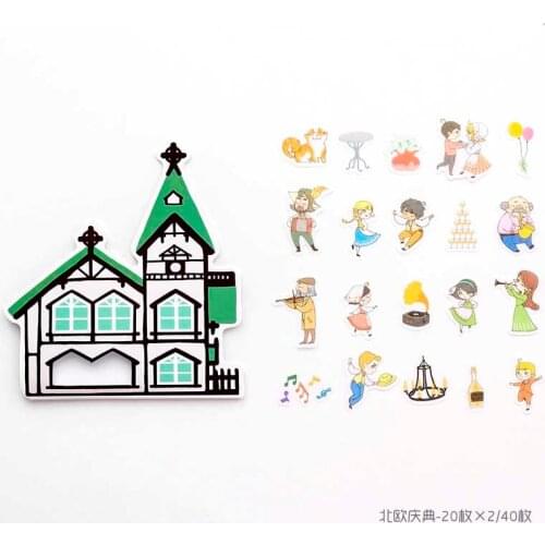 40 PCS /Bag House Design Family Celebration Decorative Stickers Album Notebook decoration