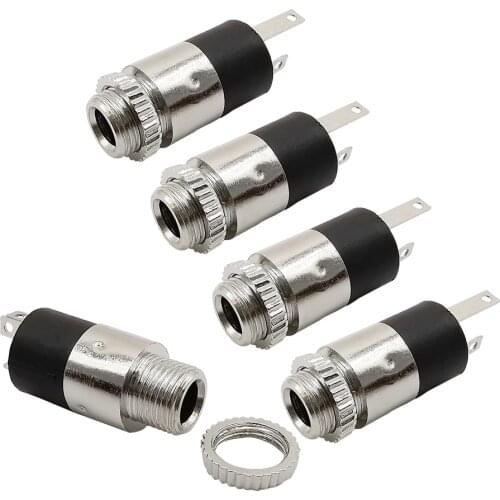 5Pcs Silver PJ392 3.5mm Stereo Female Socket Jack 3.5 Audio Headphone Connector PJ- 392 Cylindrical