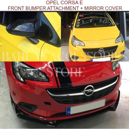 For Opel Corsa E Accessories Corsa E Front Bumper Attachment + Corsa E Mirror Cover Piano Black