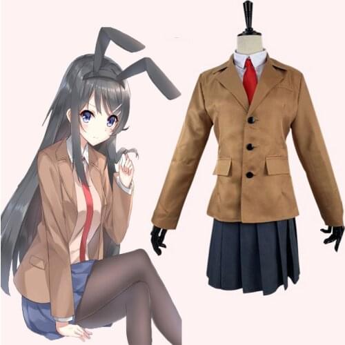 Anime Rascal Does Not Dream of Bunny Girl Senpai Cosplay Costumes Mai Sakurajima Cosplay Costume School Uniform Halloween Party