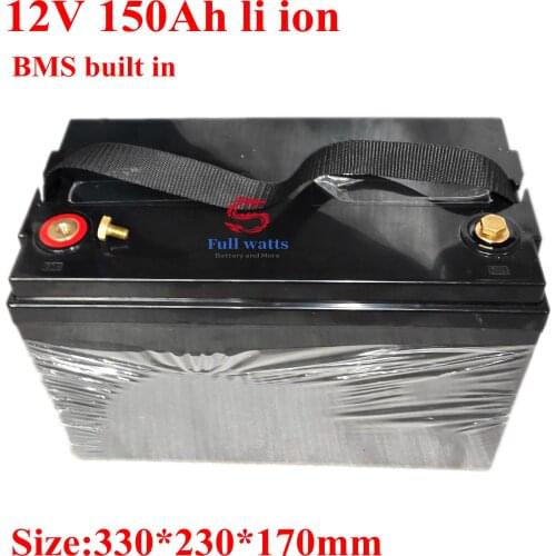 Large capacity 12V 100Ah/150Ah/200Ah lithium ion battery pack built-in BMS for inverter Solar Panel motorhome +charger