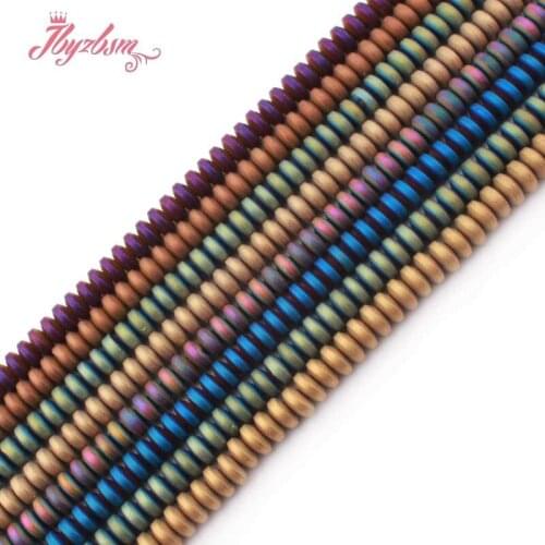 3x6mm Natural Hematite Heishi Rondelle Frost Stone Beads Spacer Loose For Jewelry Making DIY Necklace Bracelet Strand 15"