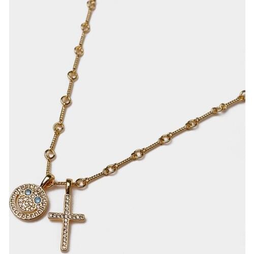 Amorita boutique Lovely smiling face cross necklace