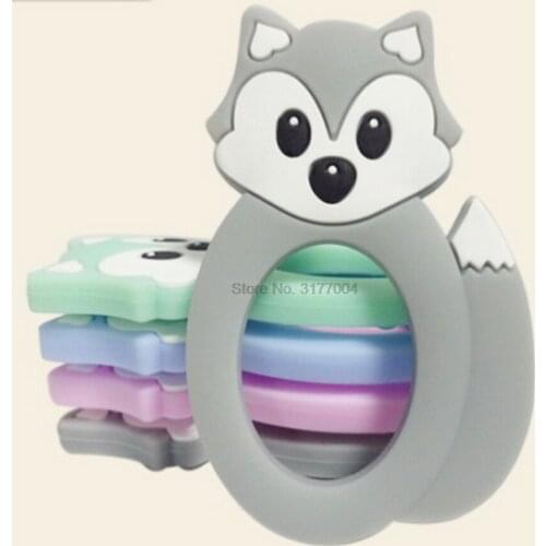 DHL 200pcs Cute Fox Silicone Teethers Babies Teething Necklace Pendant Accessories DIY Infant Pacifier Chain