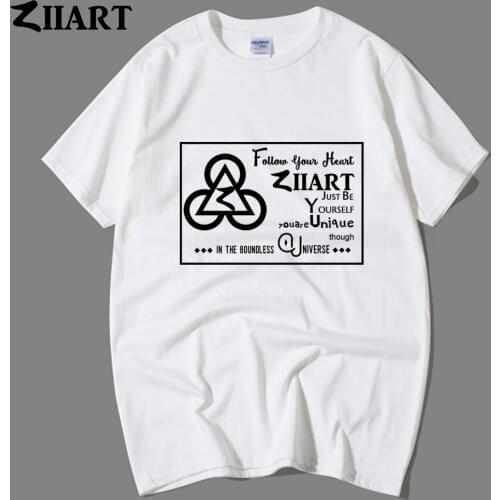 Pyramid Plum Blossom Clover Geometry Follow Your Heart Just Be Yourself Boy Man Cotton Short Sleeve T Shirt Summer ZIIART