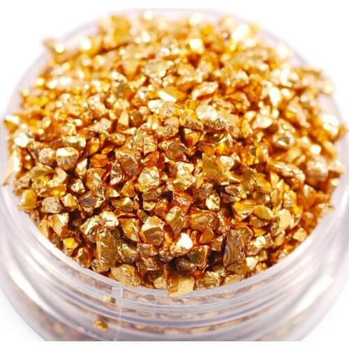 Fake Gold Stone Flakes Metallic Glass Glitter Sprinkles Resin Inclusions Embellishment for Resin Art Jewelry Making Supplies 50g