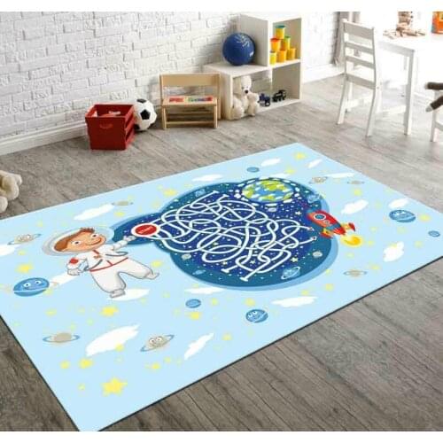 Puzzle and Space Patterned Carpet ,Non Slip Floor Carpet,Teens Carpet,Turkish Rug