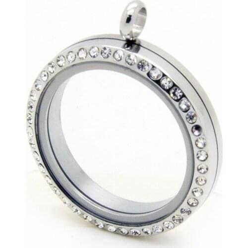 20mm 25mm 30mm 34mm 38mm Round Floating Locket Crystal Stainless Steel Twist Screw Memory Photo Locket Pendant