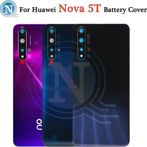 Battery Cover for Huawei Nova 5T Glass Back housing Replacement Repair Parts For Huawei Nova 5T Rear Door with Camera Lens