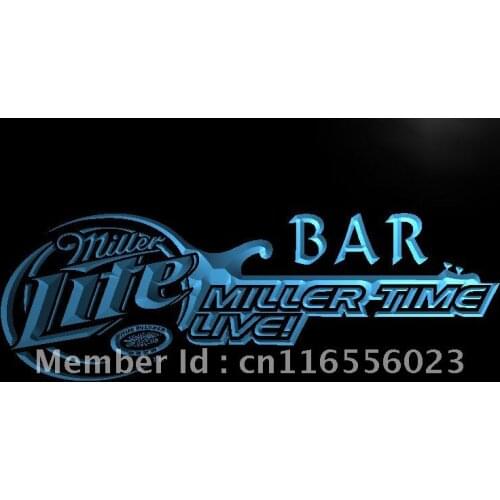 LA409- Miller Time Live Bar Beer LED Neon Light Sign home decor crafts