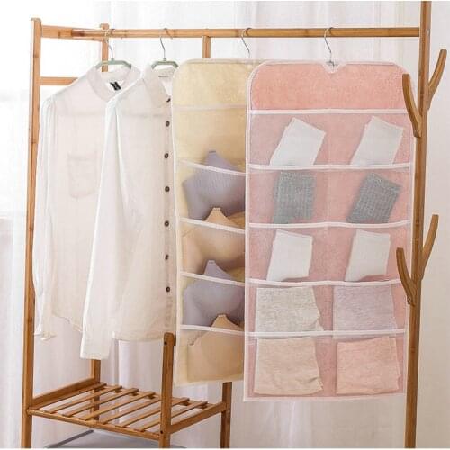 Multifunction Folding Clothing Storage Bag Clear Hanging Organizer Storage Underwear Hanger For Wardrobe Bag Bra Socks Rack #A