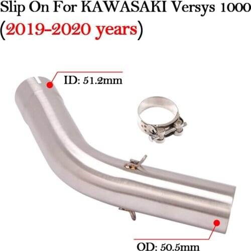 Slip On Motorcycle Exhaust Modified Escape Muffler Middle Link Pipe For KAWASAKI Versys 1000 2019 - 2020 Years Connecting Tube