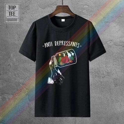 Camping Anti Depressants T Shirt Camping Lovers Black Cotton Men S 6Xl