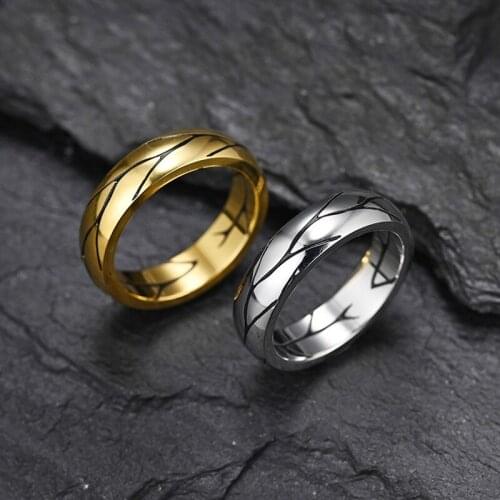 Mens Fashion Crackle Rings Wedding Band Finger Ring Jewelry