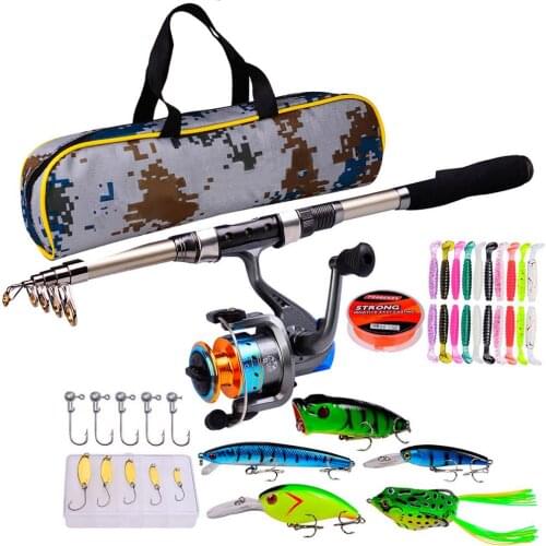 1.8m Fishing Rod Combos-Telescopic Fishing Pole With Free Spool Spinning Reel Fishing Carrier Bag For Travel Fishing