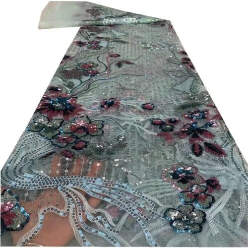 New High Quality Sequins Fashion African Mesh Lace Fabric French Tulle Lace Fabric Net Lace For Wedding Party Sewing ZX-190