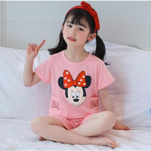 Girls Pijamas Enfant Sleepwear Children Clothing Sets Kids Pajamas 2-12 Years Summer Disney Cartoon Minnie Pyjamas
