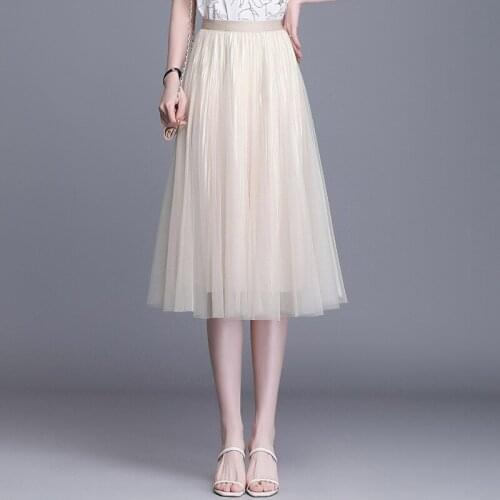2021 Autumn New Relaxed and Comfortable Material High Waist Thinner Mid-Length Double-Sided Gauze Skirt Small Pleated Skirt