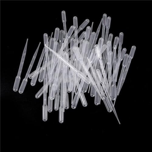 100Pcs 3ML Transparent Pipettes Disposable Safe Plastic Eye Dropper Transfer Graduated Pipettes For Lab Experiment Supplies