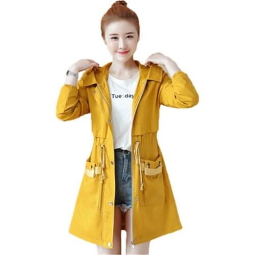 Windbreaker Female Long Section 2019 Spring New Style Slim Waist Large Size Fashion Casual Spring and Autumn Coat Women 763