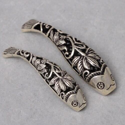 Handmade Vintage 925 Silver Fish Bead Sterling Silver Fish Tube Bead Bracelet Beads Accessories