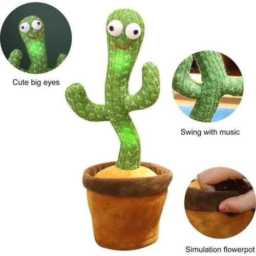 Twisting Cactus Plush Toy Electronic Cactus With The Song USB charge Bluetooth Cute Dancing Cactus Plush Early Educational Toy