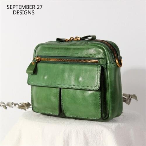 Ladies Classic Small Messenger Bag Genuine Leather Luxury Handmade Women Shoulder Crossbody Handbag Cowskin Storage Satchels