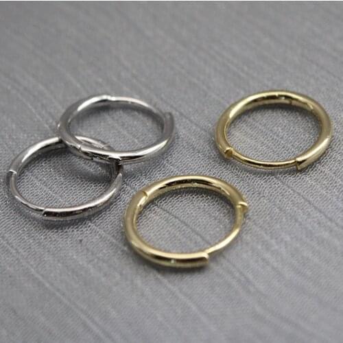 Real 925 Sterling Silver Hoop Earrings Gold For Women Men Round Circle Earrings Hoop Ear Buckle Earings Rings Jewelry Accessorie