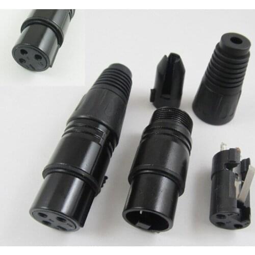 1pcs 3 Pin XLR Female Jack MIC Microphone Audio Connector Black NIckel