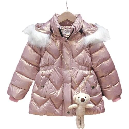 2021 Winter Childrens Eiderdown Cotton-padded Clothing Girls Long Colorful Winter Clothing Korean Clothing Warm Clothes