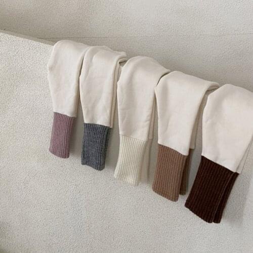 2021 Baby Girls Leggings Ins Autumn And Winter Candy Color Pants With Knitted 12m-3y Children Thickened Infants Boys Trousers