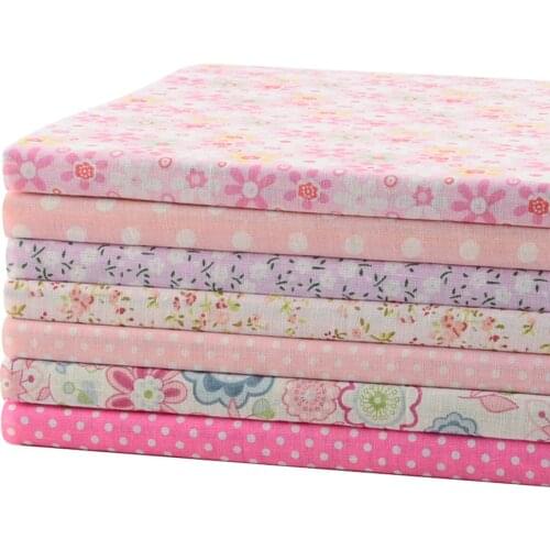 7 Pieces 50CMx50CM "Pink Girl" Cotton Sewing Fabric Fat Quaters bundle Patchwork Quilting Fabric Tilda cloth basic quality 001