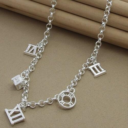 925 Sterling Silver Necklace Simple Hollow Roma Pendant Necklaces For Women New Charm Jewelry Gifts