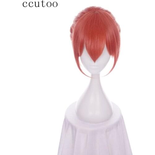 Ccutoo Gintama Kagura Yoshihara 30cm Orange Red Short Synthetic Wig With Chingon Cosplay Wig
