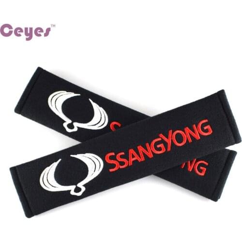 Ceyes Car Styling Seatbelt Case For Ssangyong Rexton Kyron Auto Seat Belt Cover Korando Car Shoulders Accessories Car-Styling