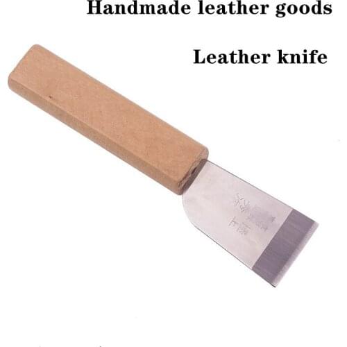 Wooden Handle Leather Cutting Knife Stainless Steel Professional Leather Cutting Knife Craft Tool Household Cutting Utensils