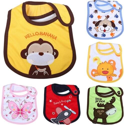 2017 Baby Bibs Waterproof Boys Girls Infants Cartoon Cute Bibs Baby Burp Saliva Towels Children Self Feeding 3-Layers of Cotton