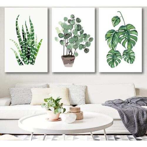 DIY colorings pictures by numbers with colors Watercolor leaf plant illustration picture drawing painting by numbers framed Home