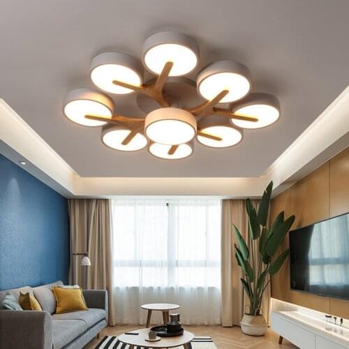 Nordic Style Personalized Macaron Ins Chandelier Bedroom Ceiling Decoration Lamp Modern Minimalist Wood Art Living Room Led Lamp