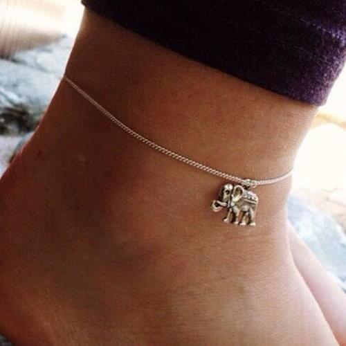 Summer Beach Pendant Ankle Bracelet Footchain Single Layer Simple Elephant Foot Chain Anklets for Women K121